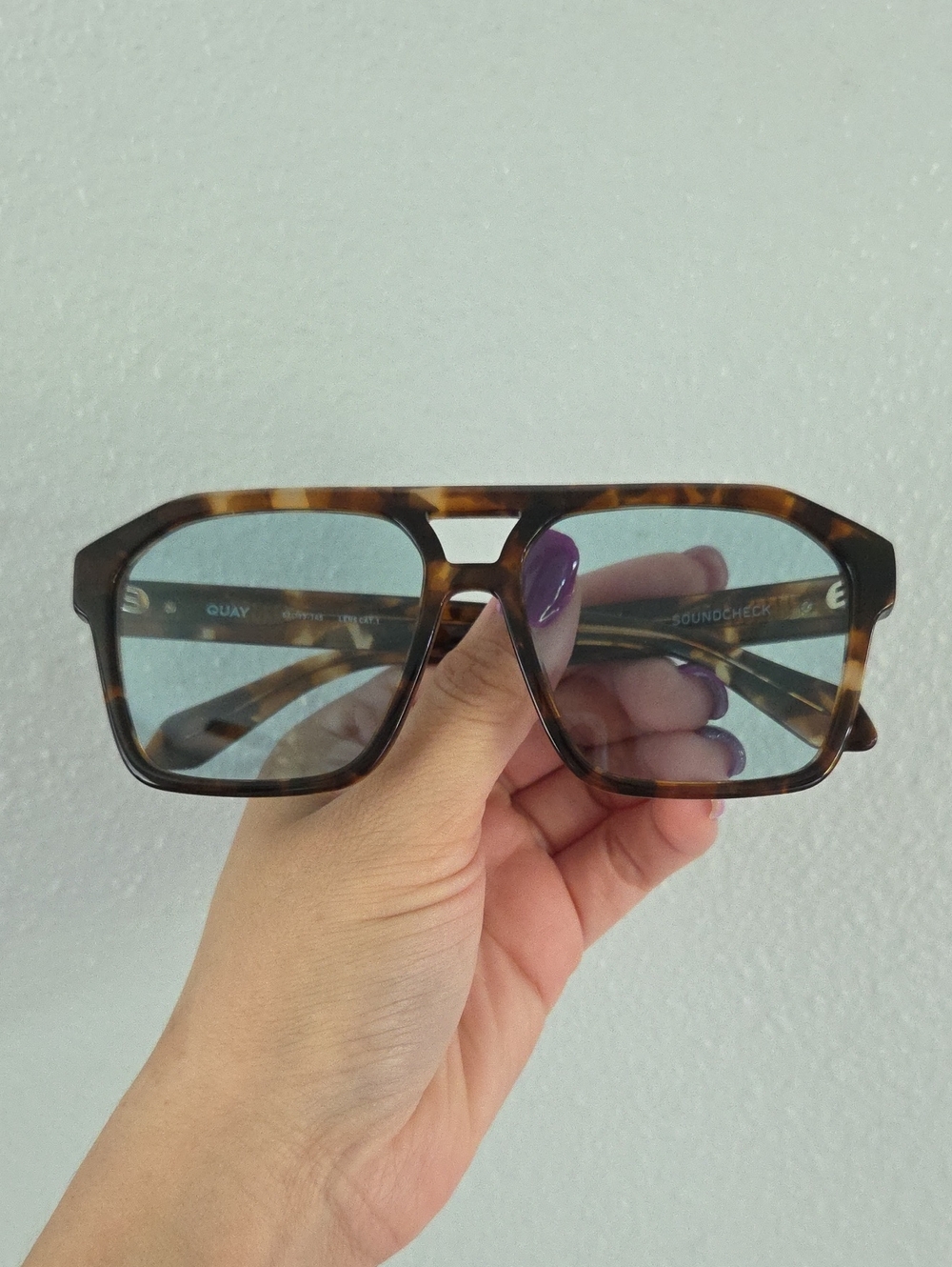 Quay Australia Tortoiseshell Frame Sunglasses with Light Blue Lenses